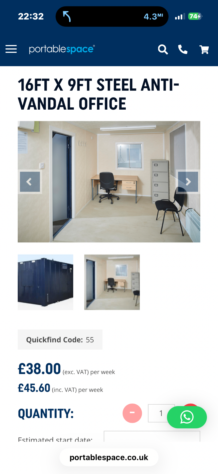 Interior of a self-contained warden welfare unit with desk